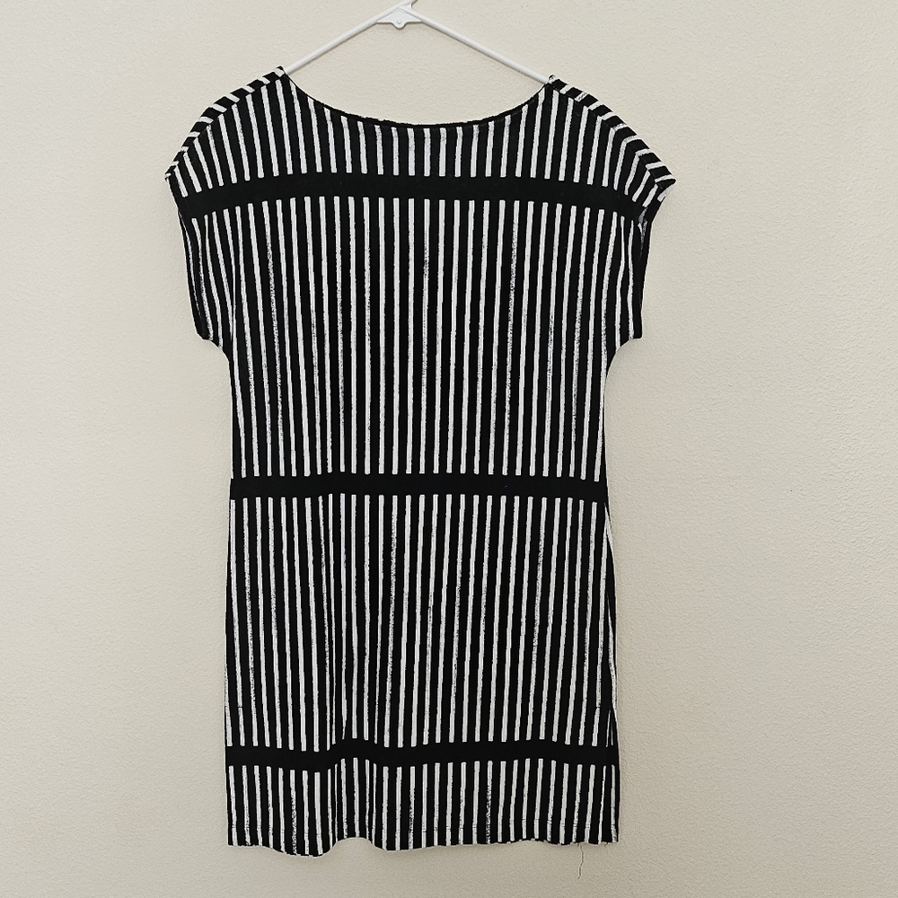 Marimekko Black And White French Terry Cloth Dress/ Cover-Up